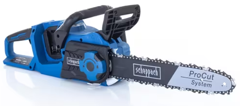 Scheppach 40V motorsag med 35 cm sverd og 2 batterier for vedkapping og hagearbeid