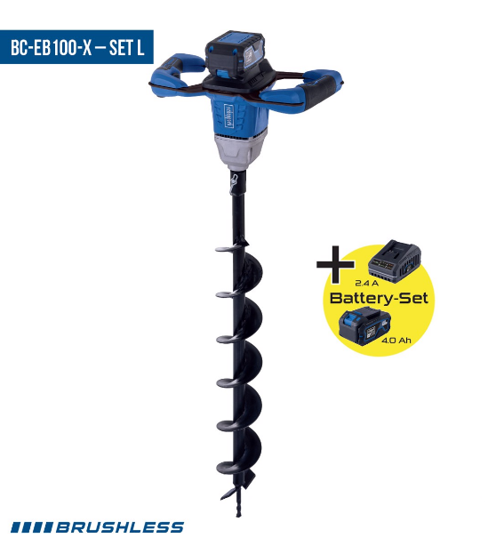 Scheppach 20V jordbor med batteri for boring av hull til stolper og planting
